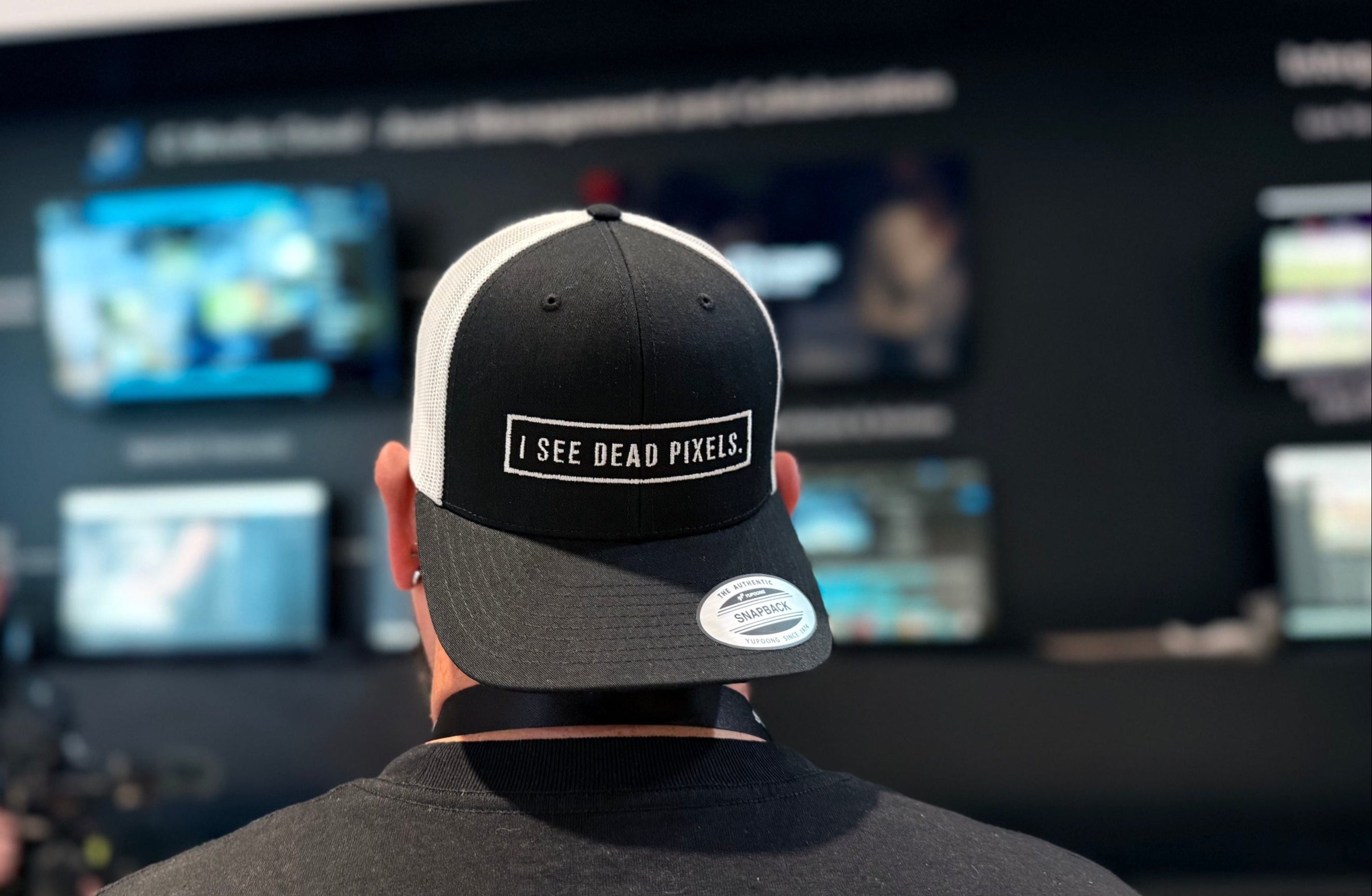 Men wearing dead pixel cap