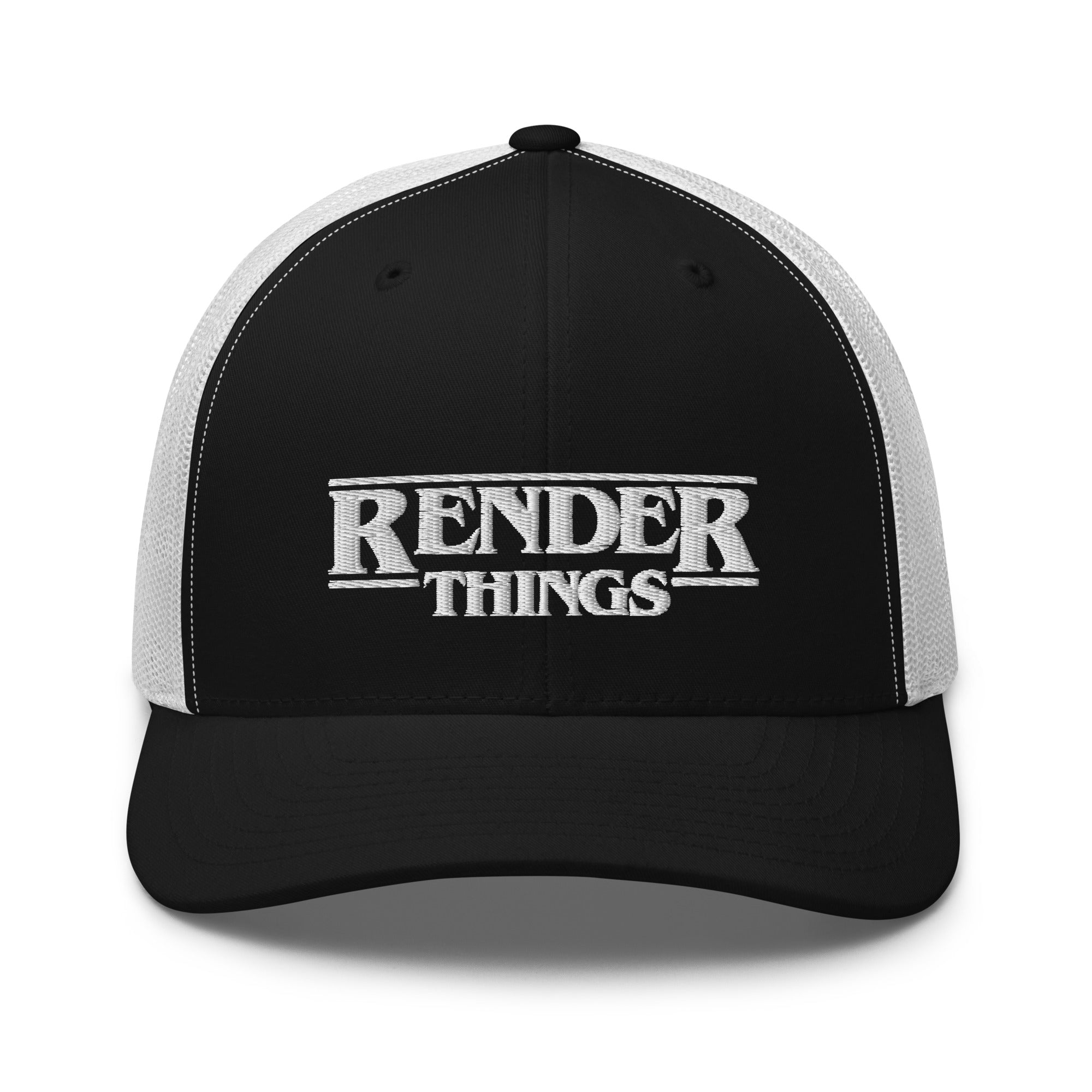 Render things Black & White trucker hat